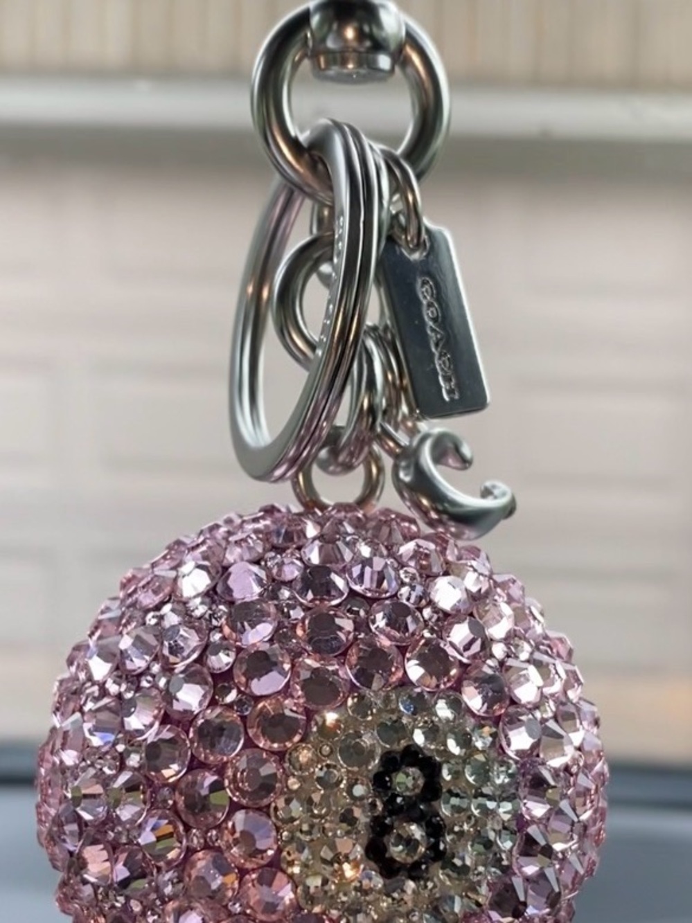 Coach Pink Bedazzled 8 Ball Purse Charm - Picture 2 of 2